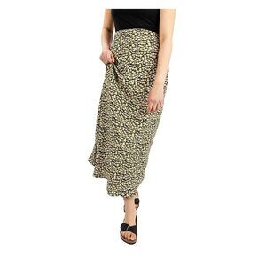 RVCA June Maxi Skirt High Waisted Black Floral Daisy Skater Cottage M/10